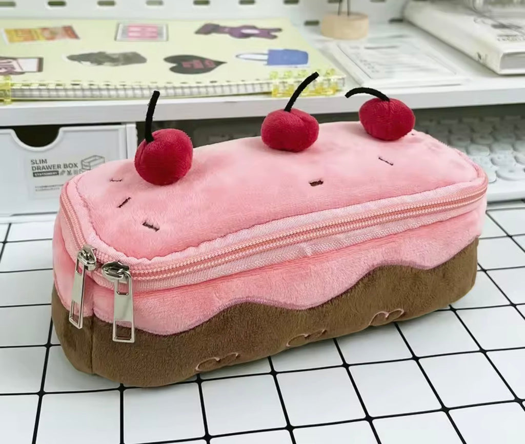 Kawaii cherry cake pencil case