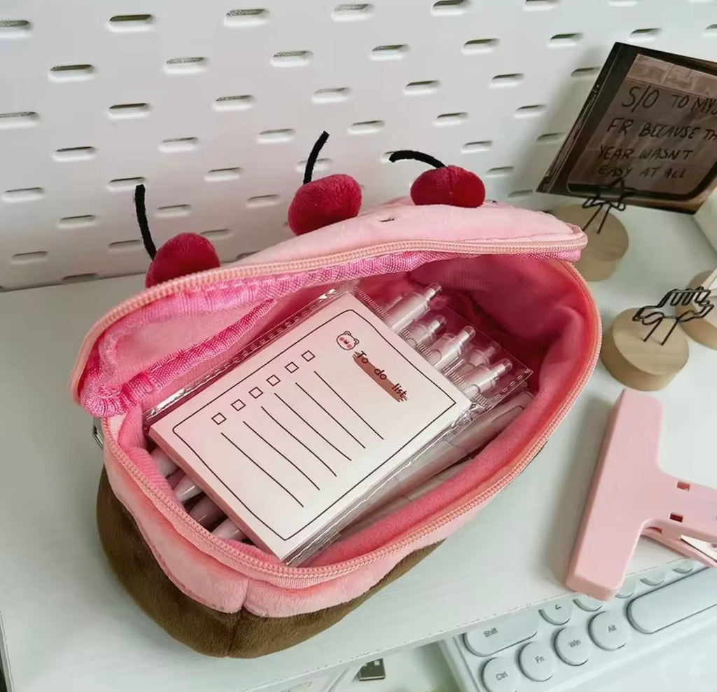 Kawaii cherry cake pencil case