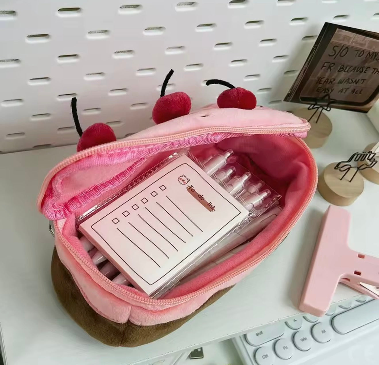 Kawaii cherry cake pencil case